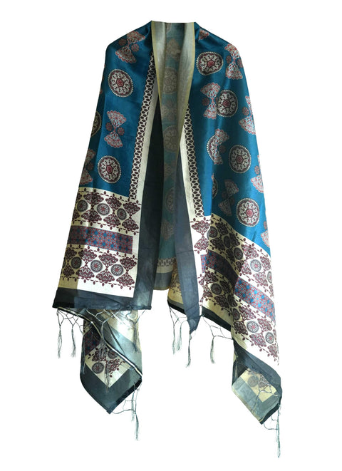 Assam Silk Traditional Dupatta with Multicolor Multi moti Motif | Ethnic Printed Cotton Dupatta with Tassels