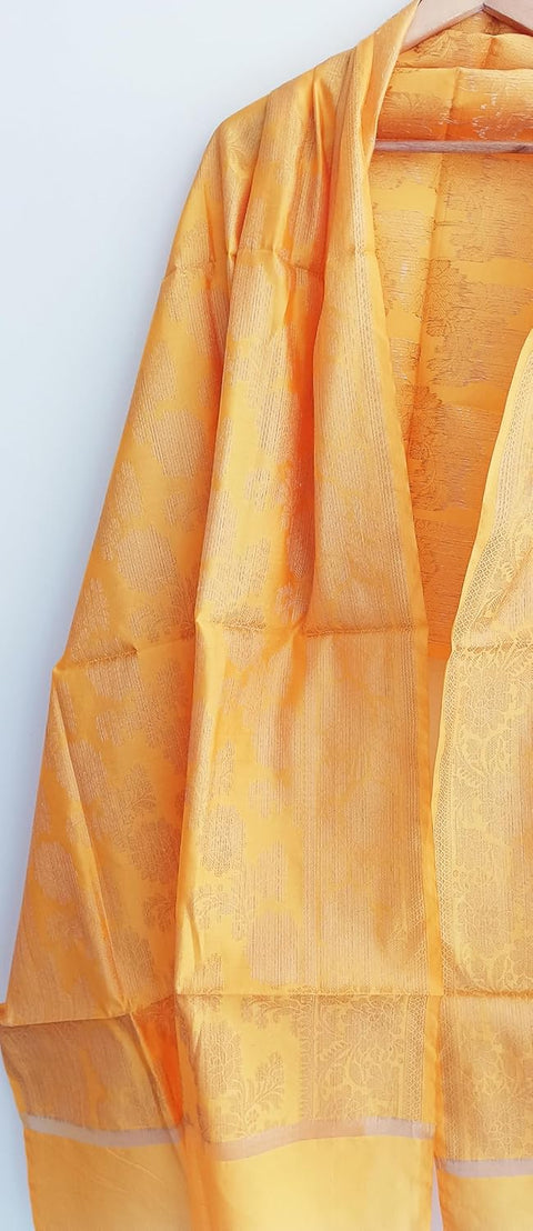 The Women's Art Silk Woven Banarasi Jacquard Dupatta(Yellow)
