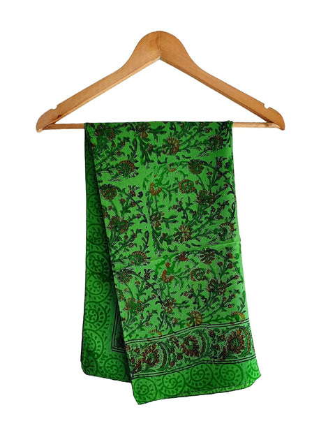 Floral Paisley Print Silk Scarf, Light Weight Square Neck Wrap, Blue and Orange Border Pattern, 100x100 cm