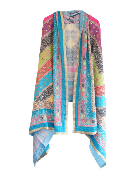 Chinon Pakistani Mirror Work Dupatta, Traditional Embellished Dupatta with Decorative Detailing