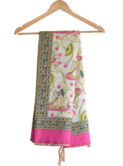 Assam Traditional Dupatta with Multicolor Multi moti Motif | Ethnic Printed Cotton Dupatta with Tassels