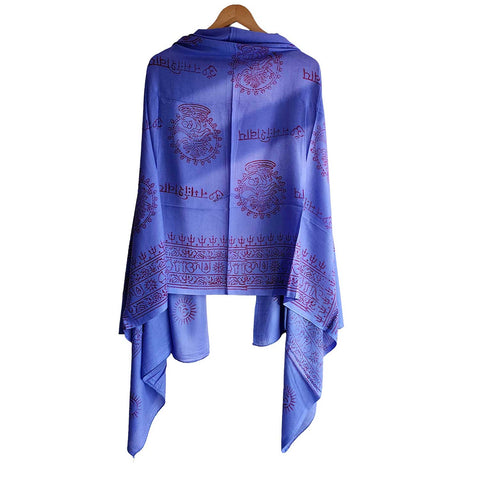 India Scarf Rayon Sarong with Hand-Printed Om Motifs( Dark Blue )