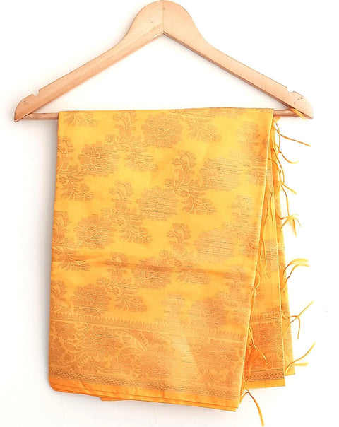 The Women's Art Silk Woven Banarasi Jacquard Dupatta(Yellow)