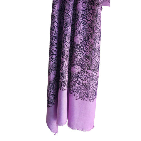 Women's Reversible Silk Viscose Summer Stole, with Fringe Tassels, 185 x 75 cm