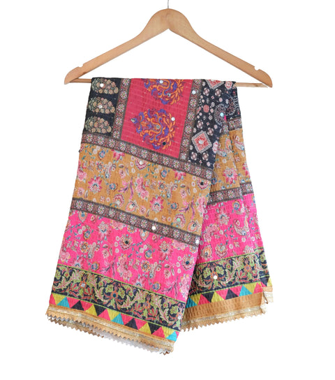 Chinon Pakistani Mirror Work Dupatta, Traditional Embellished Dupatta with Decorative Detailing