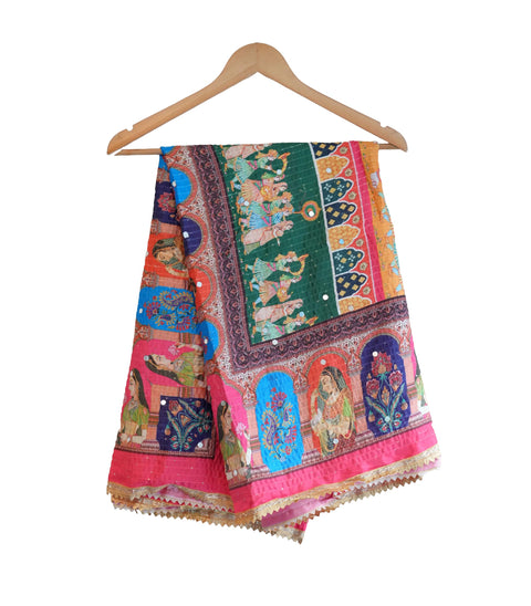 Chinon Pakistani Mirror Work Dupatta, Traditional Embellished Dupatta with Decorative Detailing