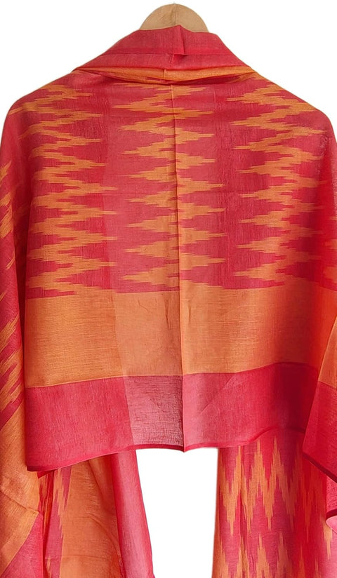 Cotton Ikkat Print Stole for Women, Blue and Indigo, Soft Lightweight Dupatta, 88 x 240 cm, Boho Traditional Indian Style