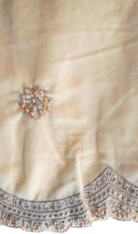 Luxury Micro-Velvet Embroidered Dupatta for Women | Heavy Scalloped Cutwork Border with Butti Work