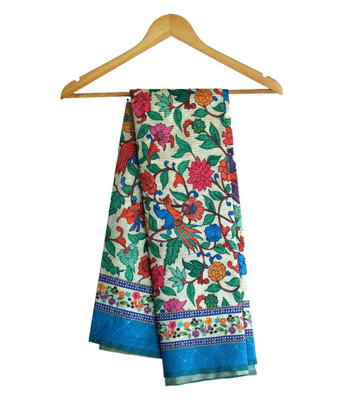 Assam Traditional Dupatta with Multicolor Multi moti Motif | Ethnic Printed Cotton Dupatta with Tassels