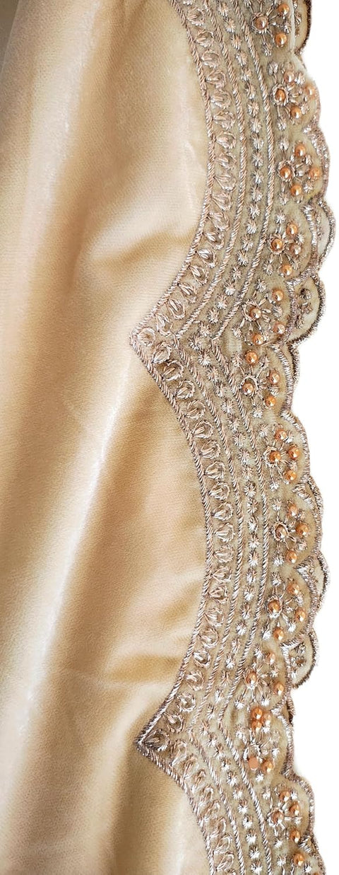 Luxury Micro-Velvet Embroidered Dupatta for Women | Heavy Scalloped Cutwork Border with Butti Work