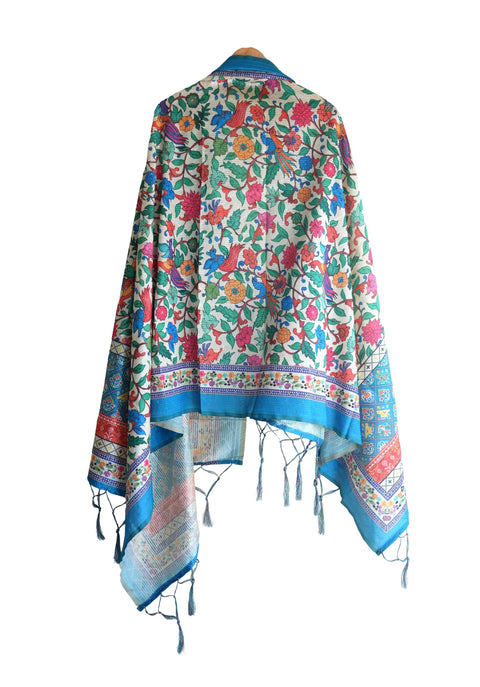 Assam Traditional Dupatta with Multicolor Multi moti Motif | Ethnic Printed Cotton Dupatta with Tassels