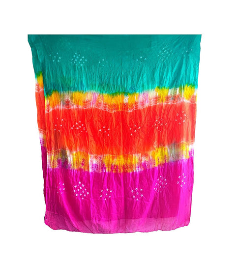 Multicolor Tie-Dye SIlk Dupatta, Handcrafted Bandhani Style, Ethnic Scarf