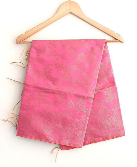 The Women's Art Silk Woven Banarasi Jacquard Dupatta(Pink)