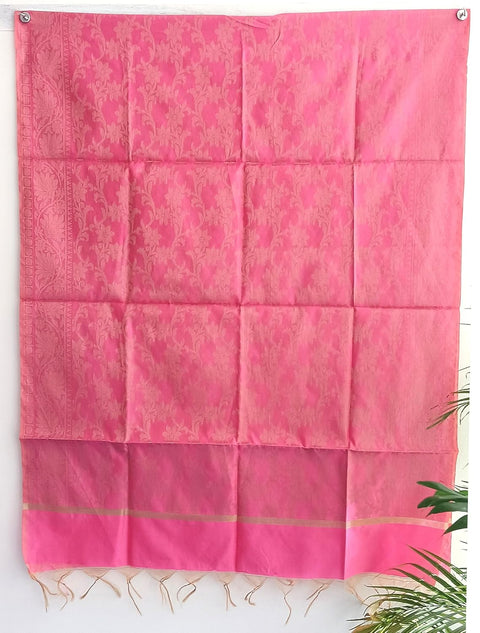 The Women's Art Silk Woven Banarasi Jacquard Dupatta(Pink)