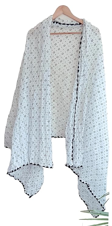 India Scarvesc Cotton Crushed Fancy Dupatta (White)