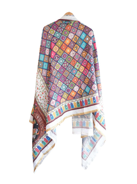 Chinon Pakistani Mirror Work Dupatta, Traditional Embellished Dupatta with Decorative Detailing