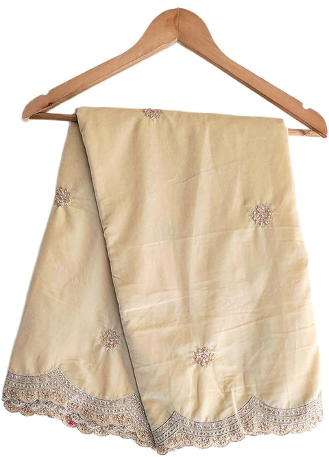 Luxury Micro-Velvet Embroidered Dupatta for Women | Heavy Scalloped Cutwork Border with Butti Work