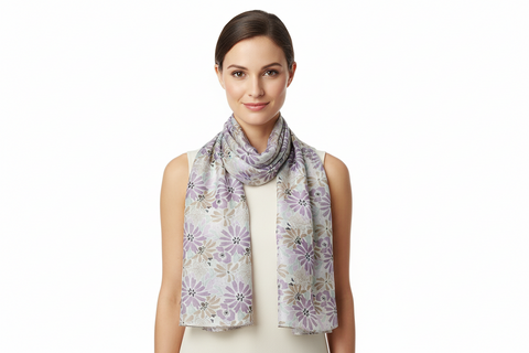 Lavender And Grey Silk Stole – India Scarves