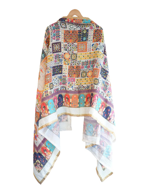 Chinon Pakistani Mirror Work Dupatta, Traditional Embellished Dupatta with Decorative Detailing