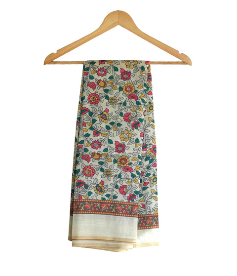 Assam Silk Traditional Dupatta with Multicolor Multi moti Motif | Ethnic Printed Cotton Dupatta with Tassels