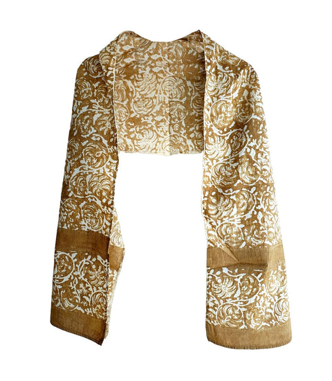 Kalamkari Cotton Stole for Women - Hand Block Printed Indian Scarf (120x185cm)