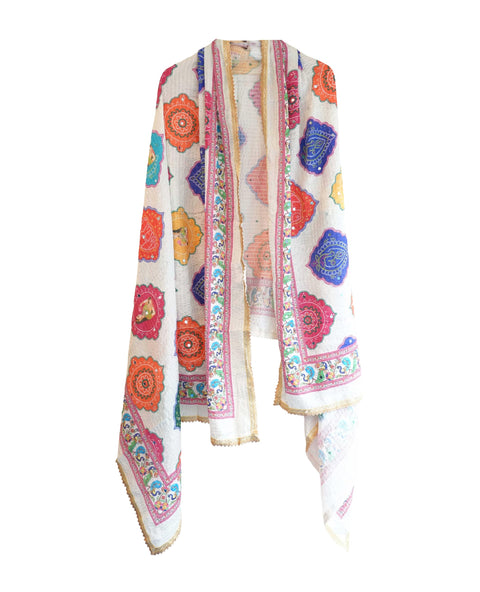 Chinon Pakistani Mirror Work Dupatta, Traditional Embellished Dupatta with Decorative Detailing