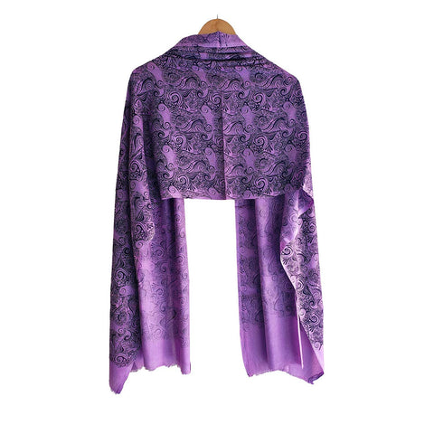 Women's Reversible Silk Viscose Summer Stole, with Fringe Tassels, 185 x 75 cm