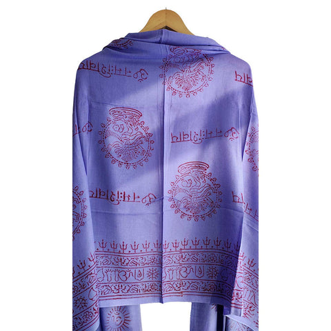 India Scarf Rayon Sarong with Hand-Printed Om Motifs( Dark Blue )
