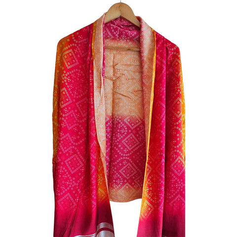 India Scarves Semi Gaji Silk Bandhani Dupatta
