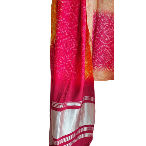 India Scarves Semi Gaji Silk Bandhani Dupatta