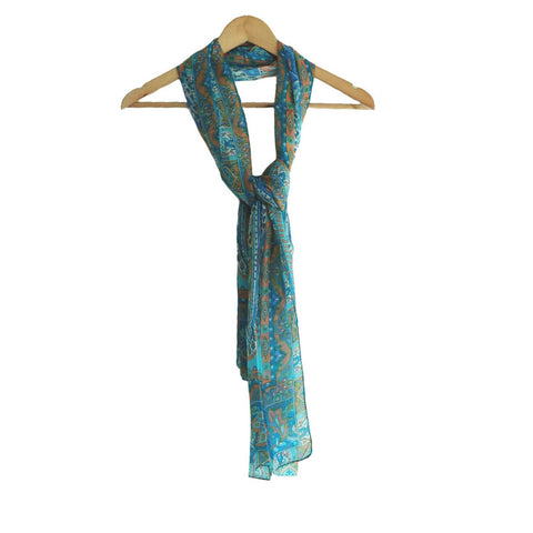 India Scarves Silk Stole, Prints Multi Color, 51 cm Width x 65 cm Length, Lightweight( Green )