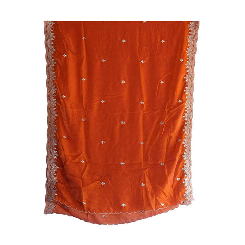 Fendi Fabric Dupatta with Bead Floral Work, Gota Lace Border