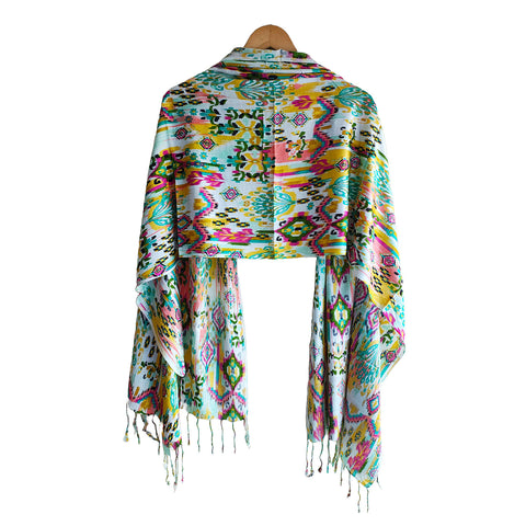 India Scarves Women's Viscose Geoi Design Multicolor Floral Print colour Fragrance Stole, 75 Cm x 185 Cm