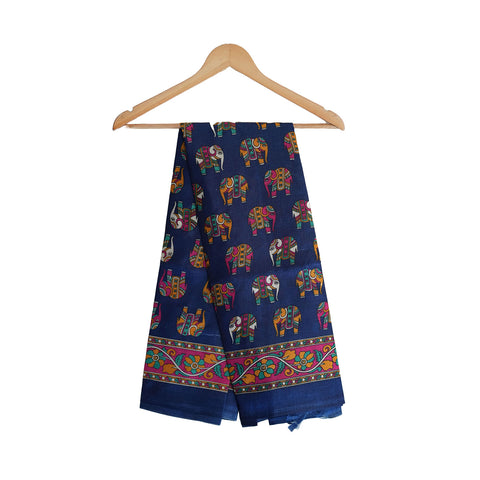 Khadi Cotton Floral Printed Design Dupatta(Royal Green )