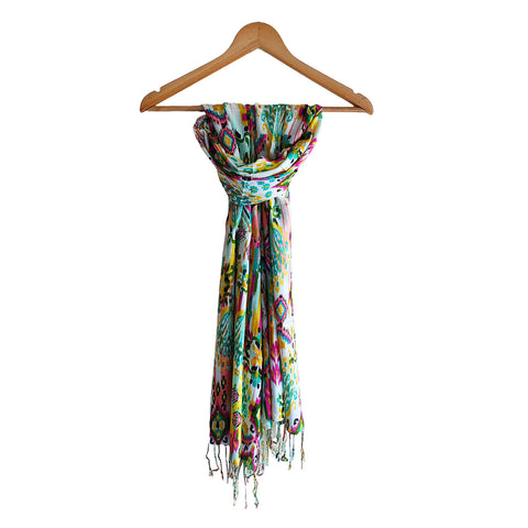 India Scarves Women's Viscose Geoi Design Multicolor Floral Print colour Fragrance Stole, 75 Cm x 185 Cm