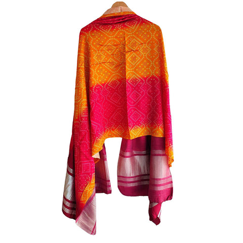 India Scarves Semi Gaji Silk Bandhani Dupatta