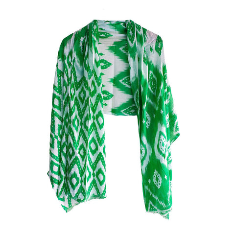 Women's Reversible Silk Viscose Summer Stole, with Fringe Tassels, 185 x 75 cm
