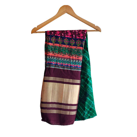 India Scarves Semi Gaji Silk Bandhani Dupatta(Green)