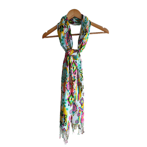 India Scarves Women's Viscose Geoi Design Multicolor Floral Print colour Fragrance Stole, 75 Cm x 185 Cm