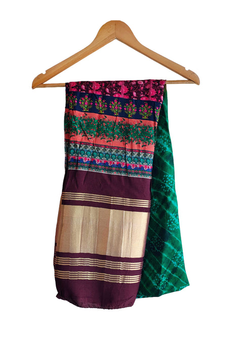 India Scarves Semi Gaji Silk Bandhani Dupatta(Green)