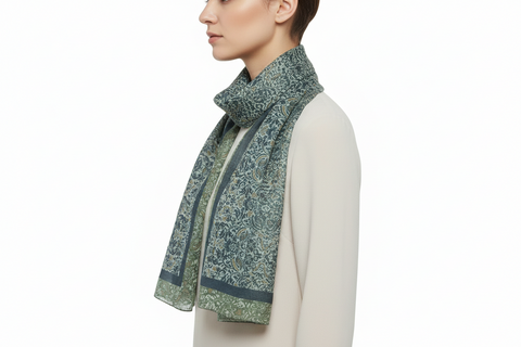 Close-up of Silk Stole print and fabric detail