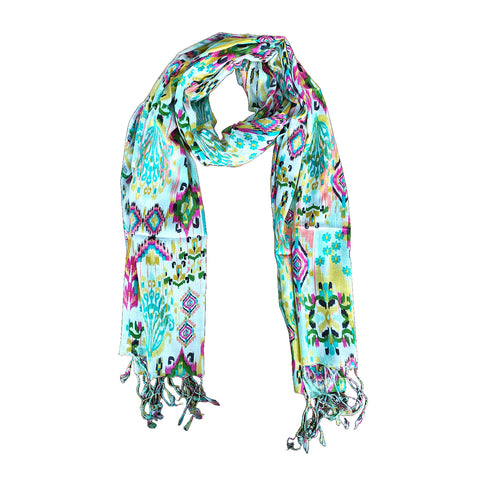 India Scarves Women's Viscose Geoi Design Multicolor Floral Print colour Fragrance Stole, 75 Cm x 185 Cm