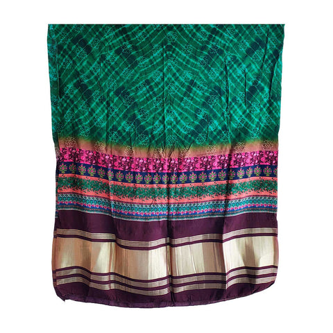 India Scarves Semi Gaji Silk Bandhani Dupatta(Green)