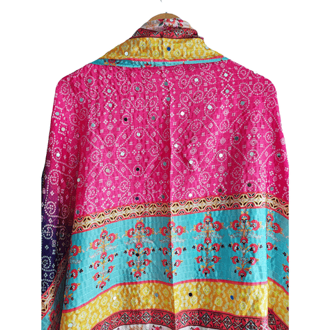 Pakistani Digital Printed Chinnon Multicoloured Dupatta With Heavy Mirror Work