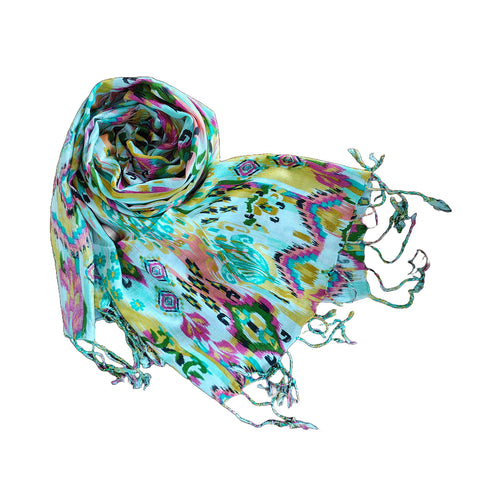 India Scarves Women's Viscose Geoi Design Multicolor Floral Print colour Fragrance Stole, 75 Cm x 185 Cm