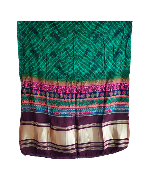 India Scarves Semi Gaji Silk Bandhani Dupatta(Green)
