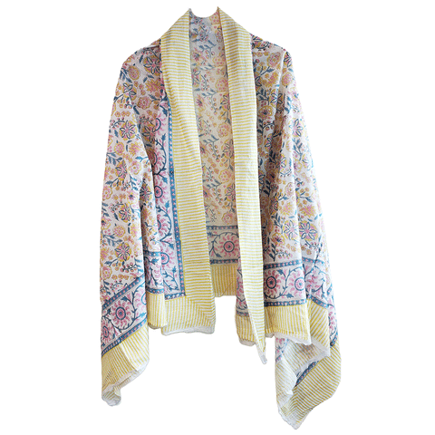 Bagru Block Print Sarong, Sarong Beach Wrap, Cotton Sarong,Pareo, Summer Pareo ,Size 45X80 Inc(Floral Printed )