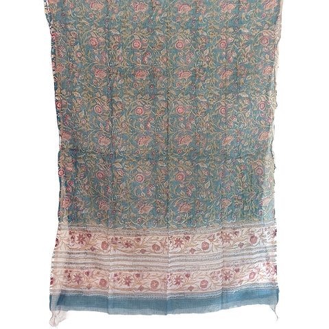 India Scarves Bagru Hand Block Floral kota doria silk cotton Dupatta(flower design)