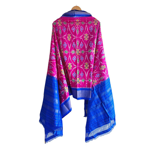 Eternal Beauty Handwoven Pochampally Ikat Silk Dupatta with Zari Elegance