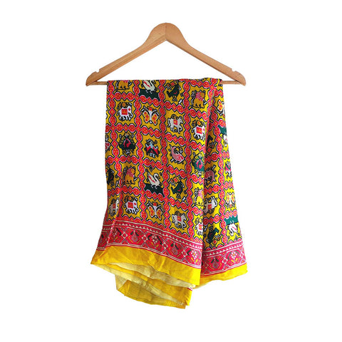 Semi Gaji Silk Bandhani Dupatta(Yellow)